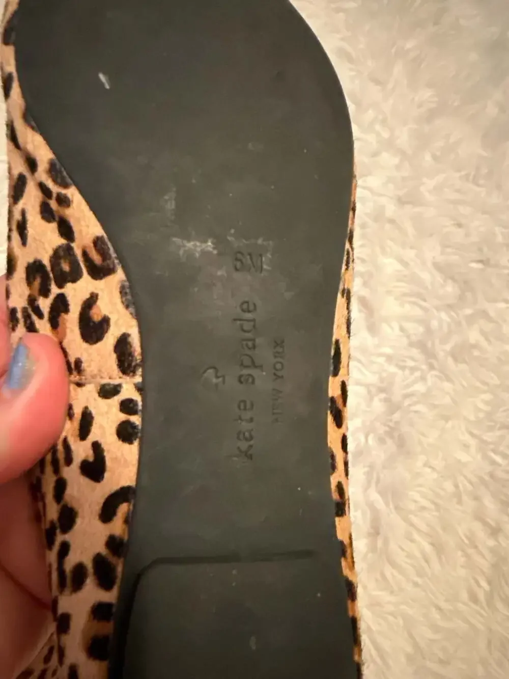 Kate Spade Nora Leopard Print Calf Hair Ballet Flats with Bow‎